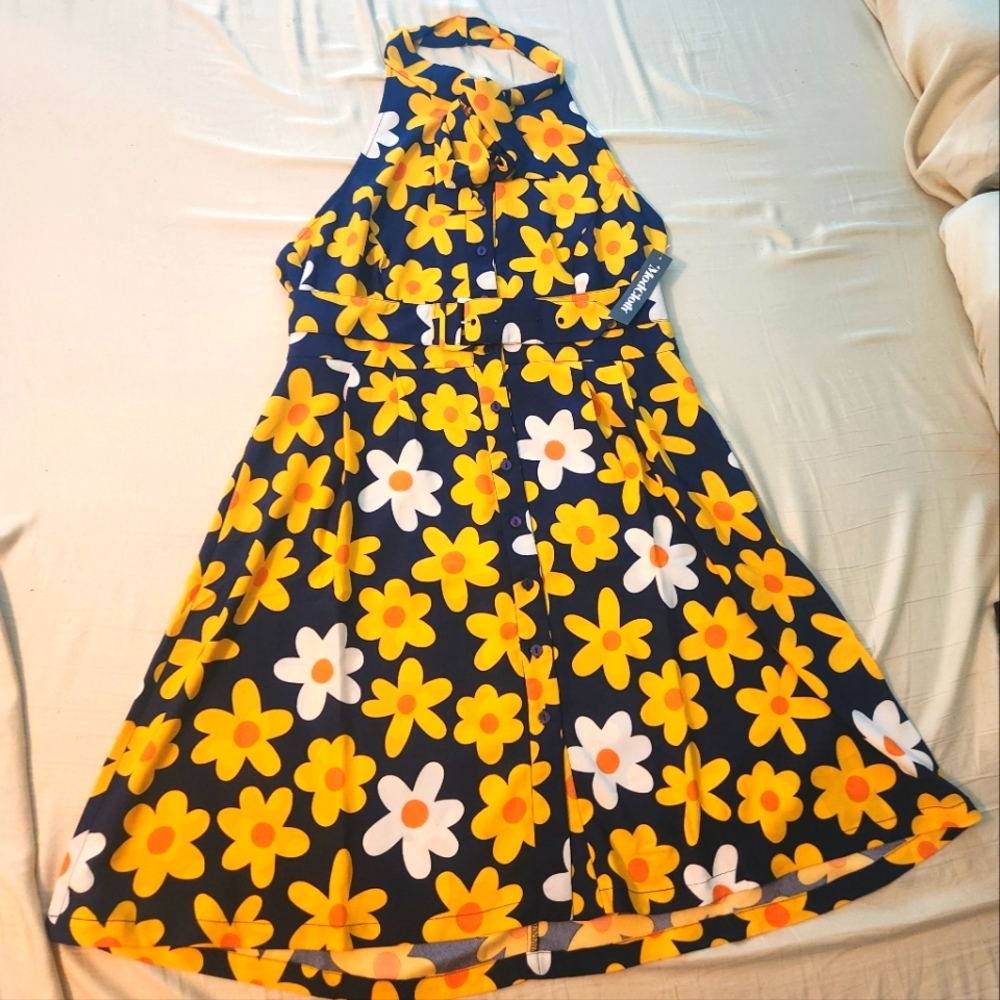 Modcloth, halter, navy, floral dress, size 16